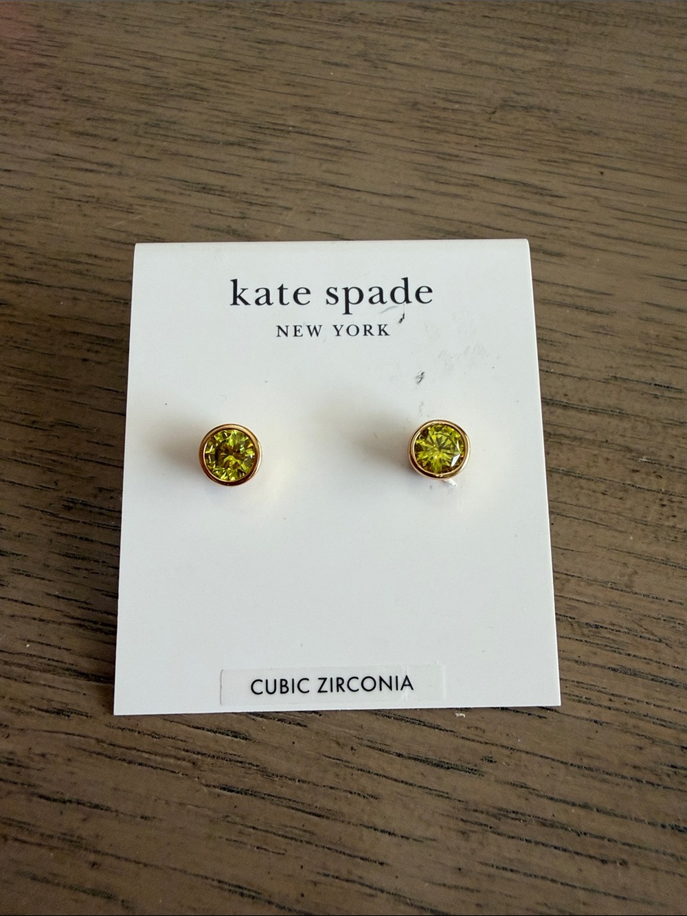 kate spade Gold-Tone Stud Earrings with Lime Green Stones cubic, zirconia